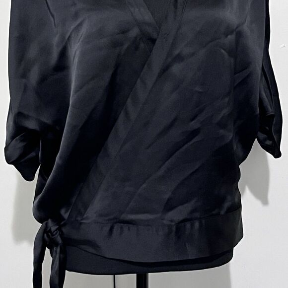 INC International Concepts‎ Women's Black Satin Wrap Top (Size M) - Picture 4 of 4